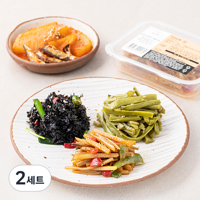 남도애꽃 한정식반찬 4종 돌파래자반무침 + 우엉잡채 + 멸치무조림 + 궁채나물볶음, 2세트