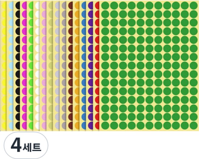 타이탄 다이어리 팬시 도트 스티커 10mm 16종 세트, 혼합색상, 4세트