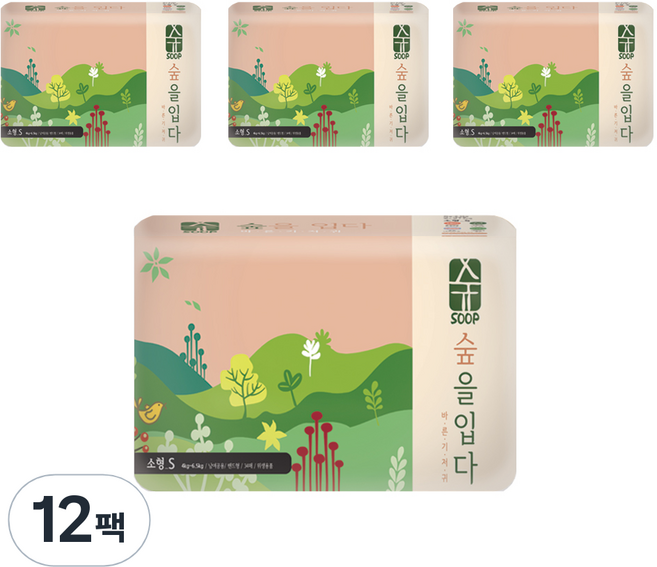 숲 밴드형 기저귀 유아용, 408매, 소형(S)