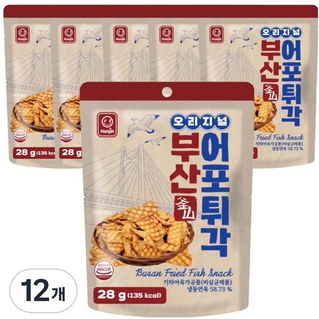 한진식품 오리지널 부산 어포튀각, 12개, 28g