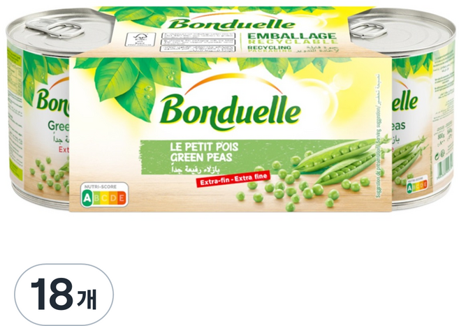 Bonduelle 罐裝豌豆, 200g, 18個