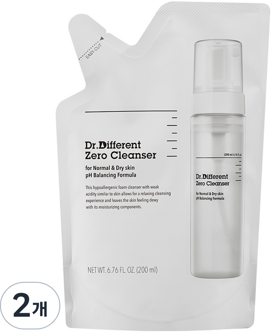 닥터디퍼런트 제로클렌저 리필 중건성, 200ml, 2개