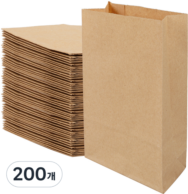 코멧 다용도 크라프트 종이봉투, 크라프트색, 200개