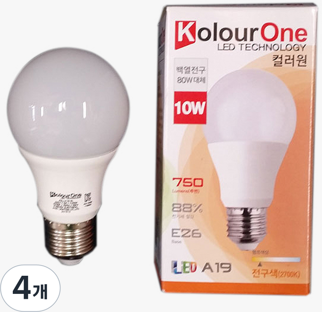 WOOREE 內建安定器燈泡 10W, 燈泡色, 4個