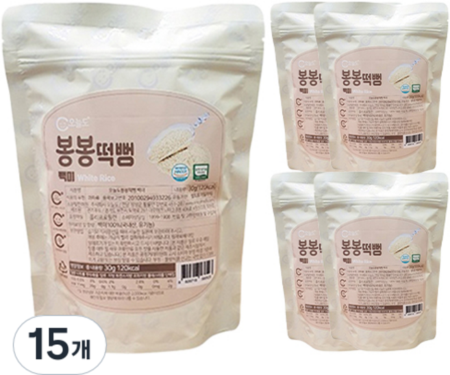 오늘도 유기농쌀과자 봉봉떡뻥 30g, 사과맛, 15개