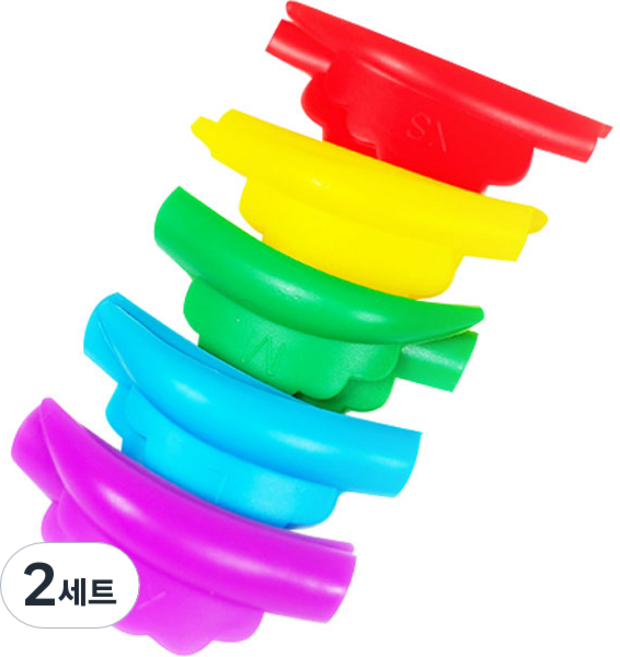 와이츄 시즌3 노글루 무지개 펌 롯드 5종 세트, 혼합색상, 2세트