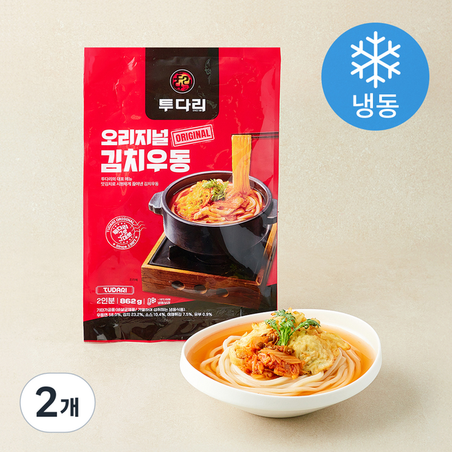 투다리 오리지널 김치우동 (냉동), 862g, 2개