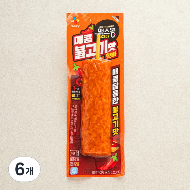 맥스봉 매콤불고기맛 핫바, 65g, 6개 - 쿠팡