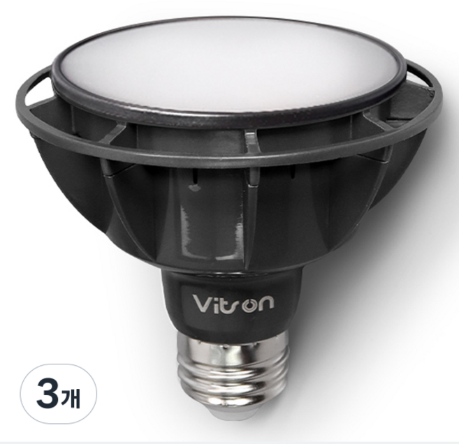 비츠온 LED PAR30 15W 확산형 블랙 4000K, 주백색, 3개