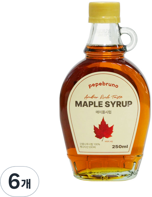 페페브루노 메이플시럽, 250ml, 6개