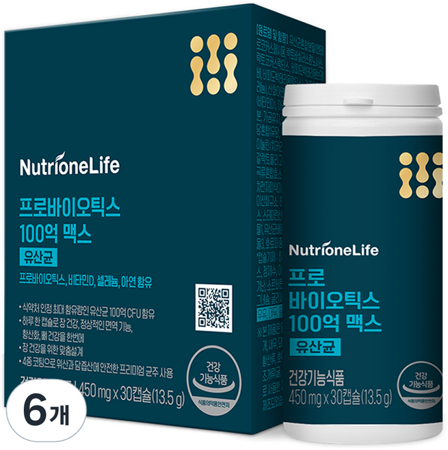 뉴트리원 프로바이오틱스 100억 맥스 유산균 13.5g, 6개, 30정