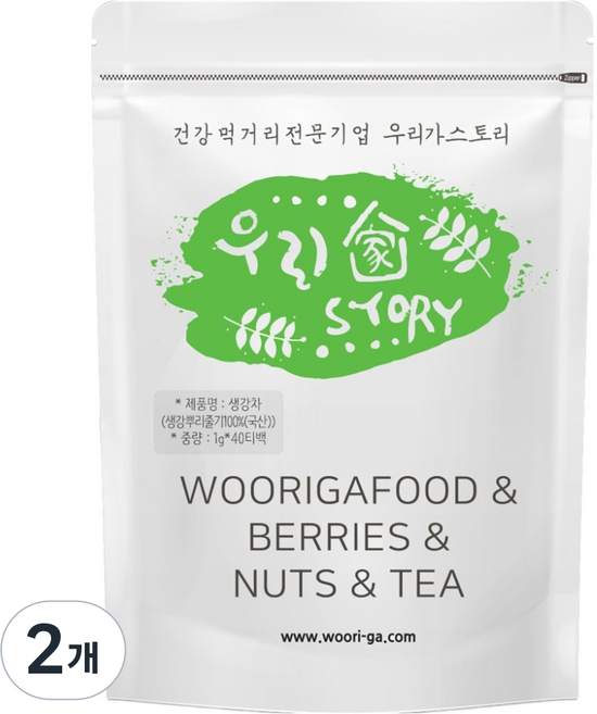 우리가스토리 국내산 생강차 티백, 1g, 2개, 40개입