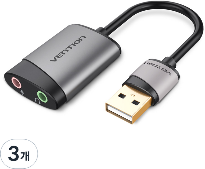 벤션 이이폰 마이크 분배기 타입 USB 외장형 사운드카드, CDKHB, 3개