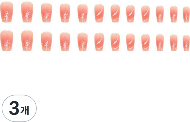 비투윈 나약성 예쁜 네일팁, 3개, R842 블러셔 핑크 스팽글