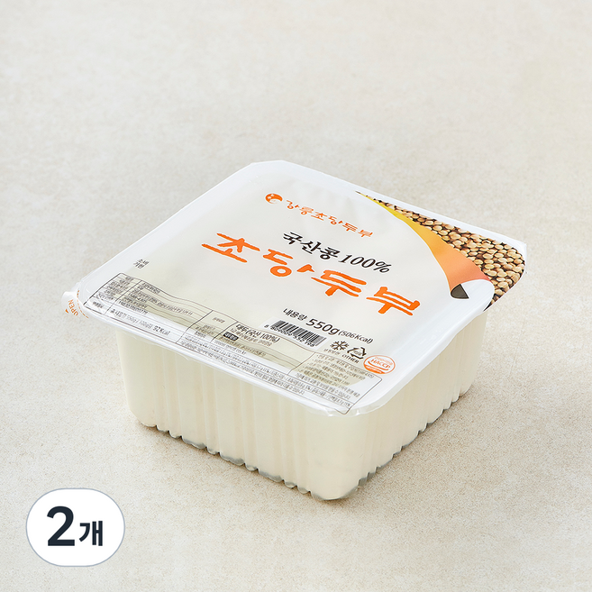 강릉초당두부 국내산 콩 초당두부, 550g, 2개