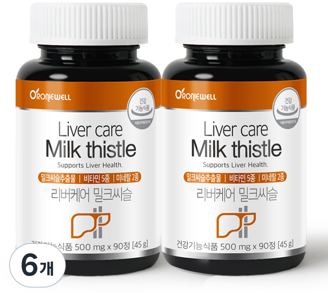 로니웰 리버케어 밀크씨슬, 90정, 6개