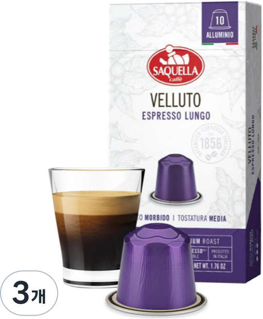 SAQUELLA Nespresso適用Veluto膠囊咖啡, 5g, 10入, 3個