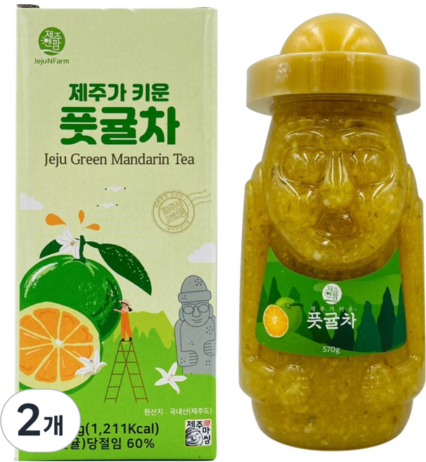 JejuNFarm 青橘茶, 570g, 2個, 1入
