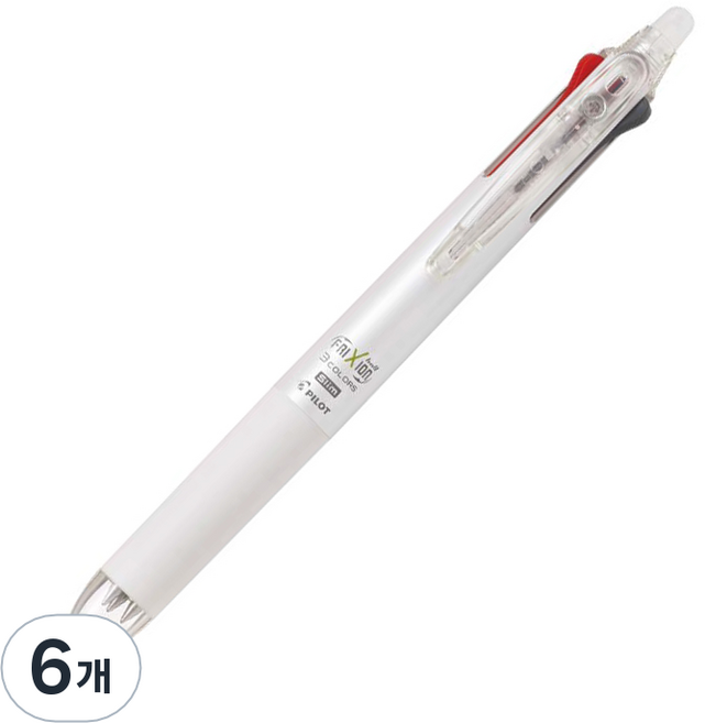 프릭션 슬림 3색 볼펜 0.5mm, 펄화이트, 6개