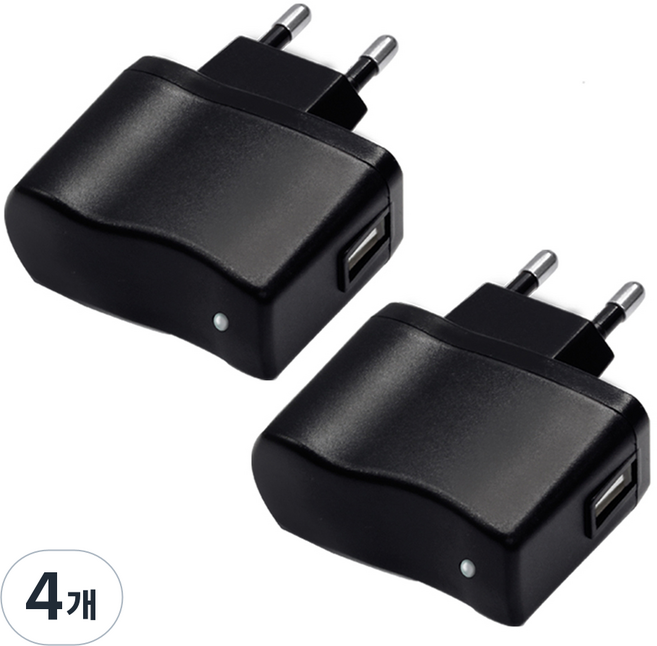서가 5V 1A 저전력 USB 충전기 어댑터, 블랙, 4개