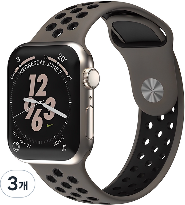 신지모루 스마트 워치 애슬리틱 스트랩 밴드, 올리브그레이, 3개