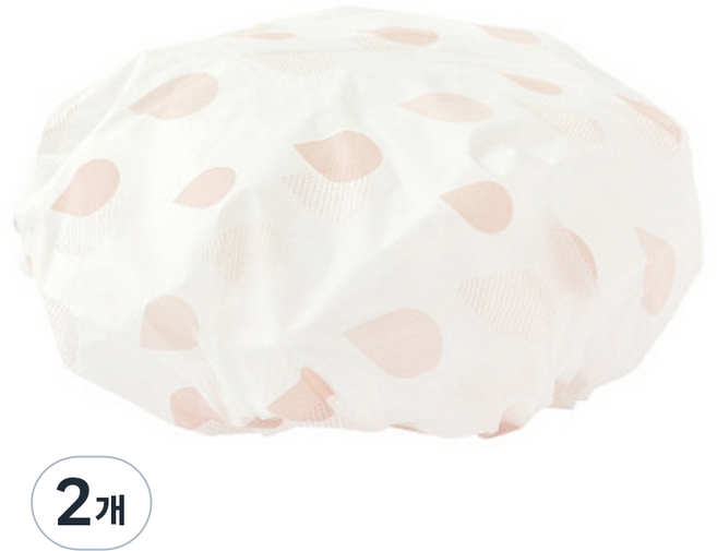 트레이드미 드라이 물방울 비닐 샤워캡, 핑크, 2개