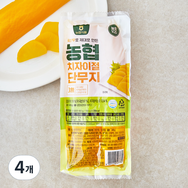 농협식품 치자이절 단무지, 400g, 4개