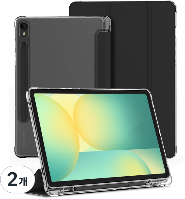 신지모루 클리어 펜슬 수납 태블릿PC 케이스, 블랙, 2개