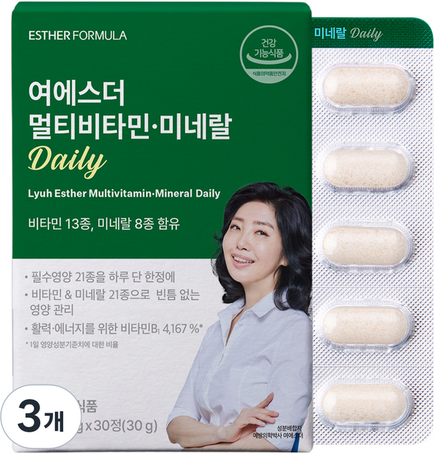 에스더포뮬러 여에스더 멀티비타민 미네랄 Daily 30g, 3개, 30정