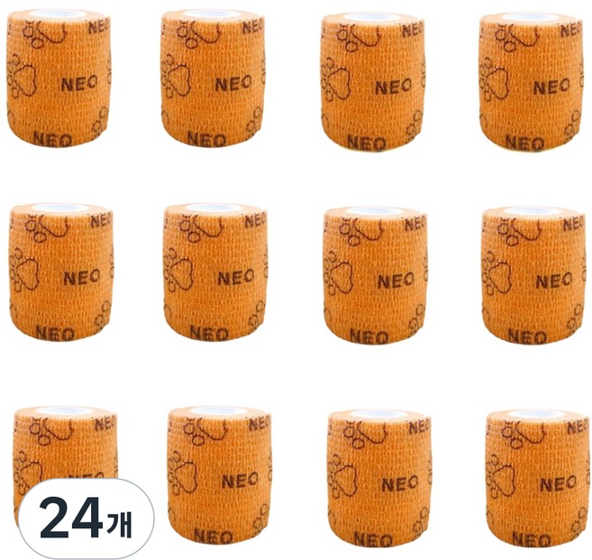 neozzang 강아지 자가점착 붕대신발 오렌지 5cm x 4.5m, 35g, 24개