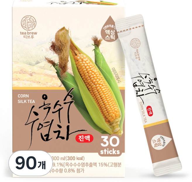 맥널티 티브루 옥수수수염차 진액 액상스틱, 10ml, 90개