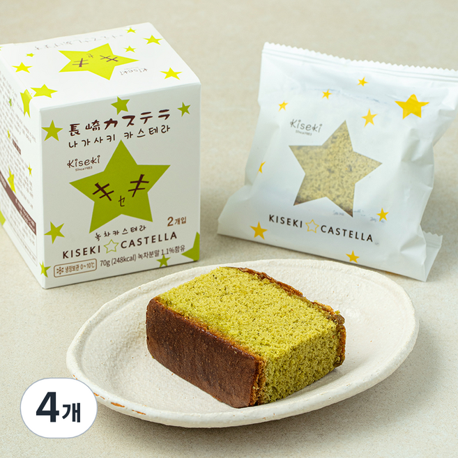 키세키카스테라 녹차 2입, 70g, 4개