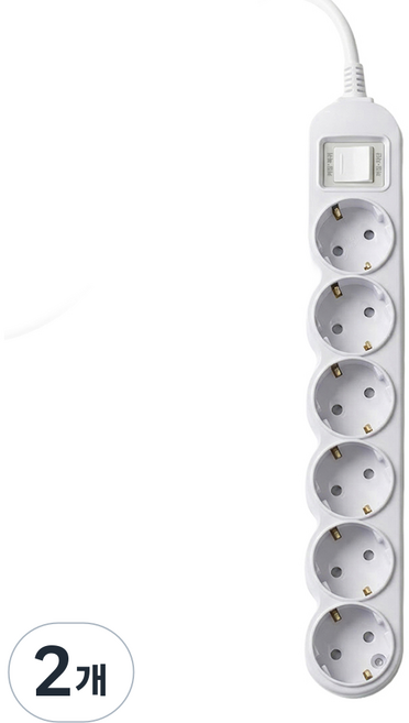 에코파워탭 과부하 차단 멀티탭 6구, 혼합색상, 2개, 1m