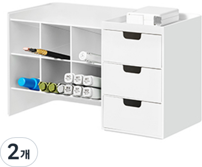 시스맥스 하이브 스택 1단 데스크 오거나이저, 화이트, 2개