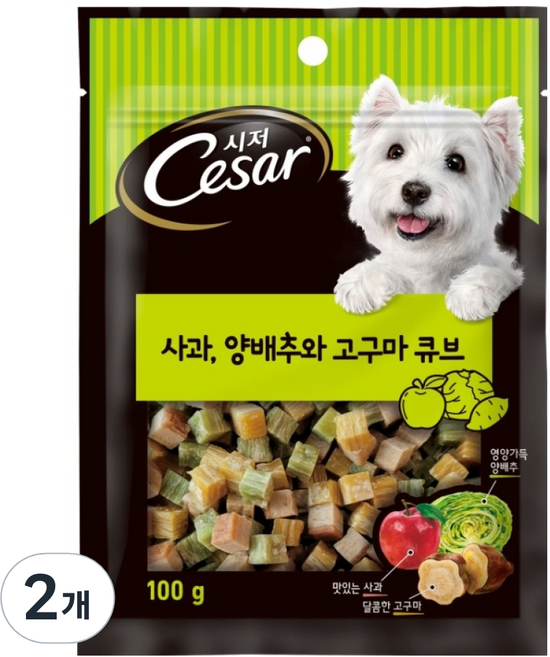 시저 강아지 간식, 혼합맛(사과/양배추/고구마), 100g, 2개