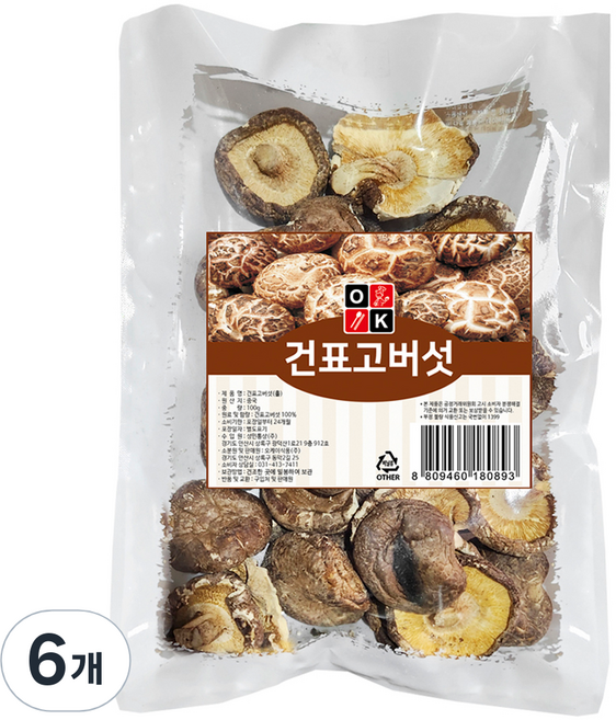 오케이식품 건 표고 홀버섯, 100g, 6개
