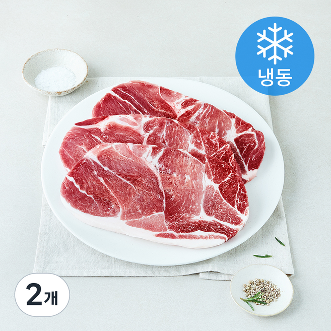 미국산 돼지 목전지 구이용 13mm (냉동), 2개, 1kg