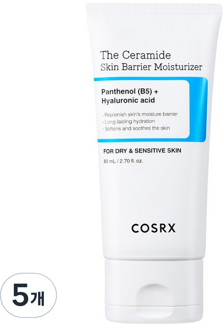 코스알엑스 더 세라마이드 스킨 베리어 모이스처라이저 크림, 80ml, 5개