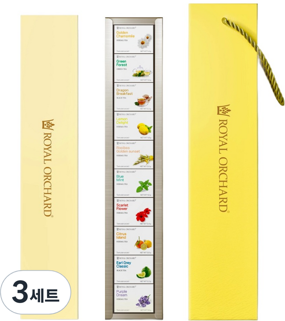 로얄오차드 버라이어티 차 티백 선물세트 + 쇼핑백, 티백 10종 + 쇼핑백, 3세트