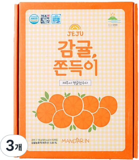 제주원 제주 감귤 쫀득이 15p, 270g, 3개