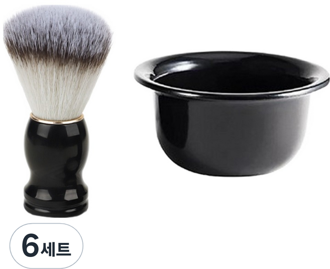 남성용 바버샵 쉐이빙 브러쉬 볼 세트 심플볼 블랙, 6세트