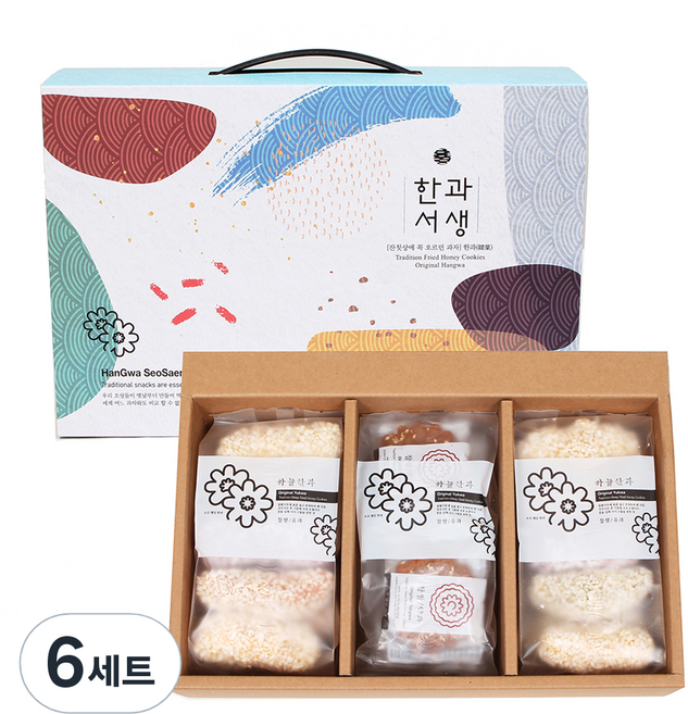 하늘한과 약과 한과서생 5가지맛 유과 80g x 2p + 찹쌀 약과 30g x 4p + 통밀 약과 30g x 4p 세트, 400g, 6세트
