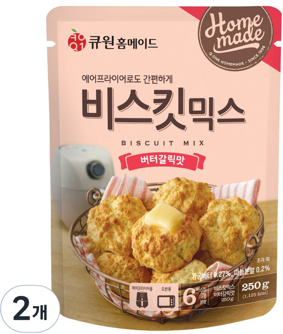 큐원 홈메이드 비스킷믹스 버터갈릭맛, 2개, 250g