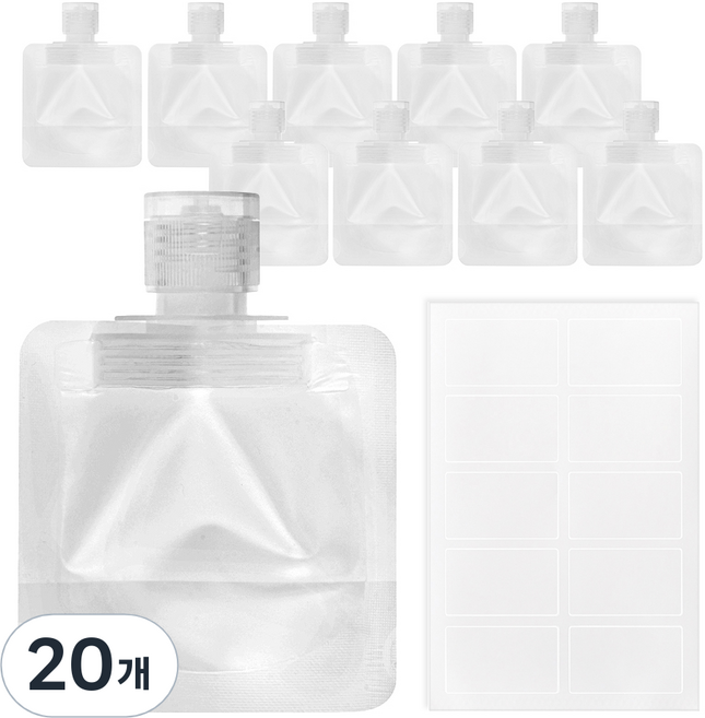 코멧 깔끔한 여행용 소분 파우치 30ml, 화이트, 20개