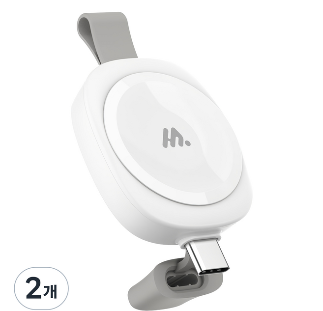 밸류엠 휴대용 C타입 스마트워치 도킹형 충전기, 화이트, 2개