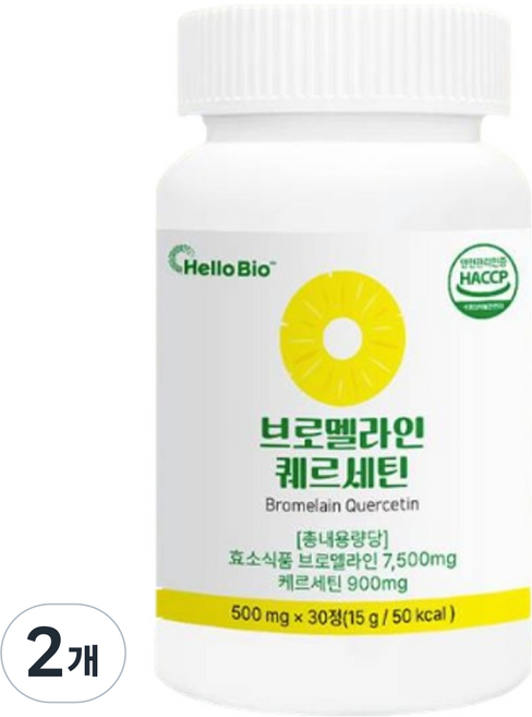 헬로바이오 브로멜라인 퀘르세틴, 2개, 30정