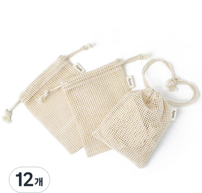 아이밀리 유기농 면 비누망, 12개, 네추럴