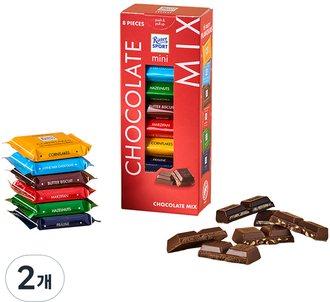 Ritter Sport 迷你組合巧克力 8入組, 133g, 2盒