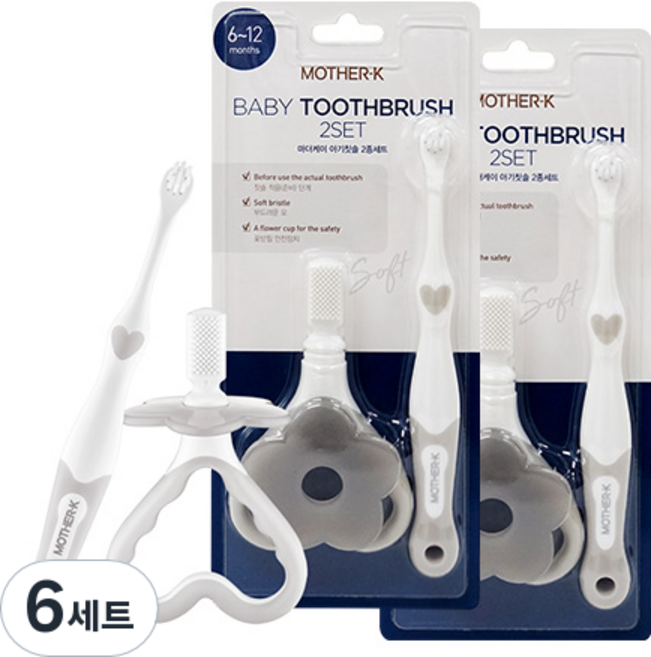 마더케이 아기칫솔 2종 세트, 혼합색상, 2개입, 6세트