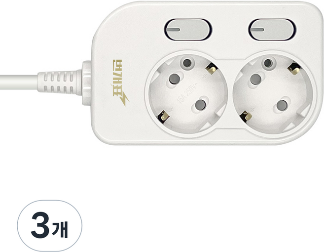 번개표 절전형 뉴개별스위치 멀티탭 2구 WI-MC31623, 1.5m, 화이트, 3개